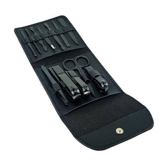 GDL 12-Piece Metal Manicure Pedicure Kit With 3-In-1 Nail Clippers, Portable Travel Case, Classic Design for Adults, Includes Na