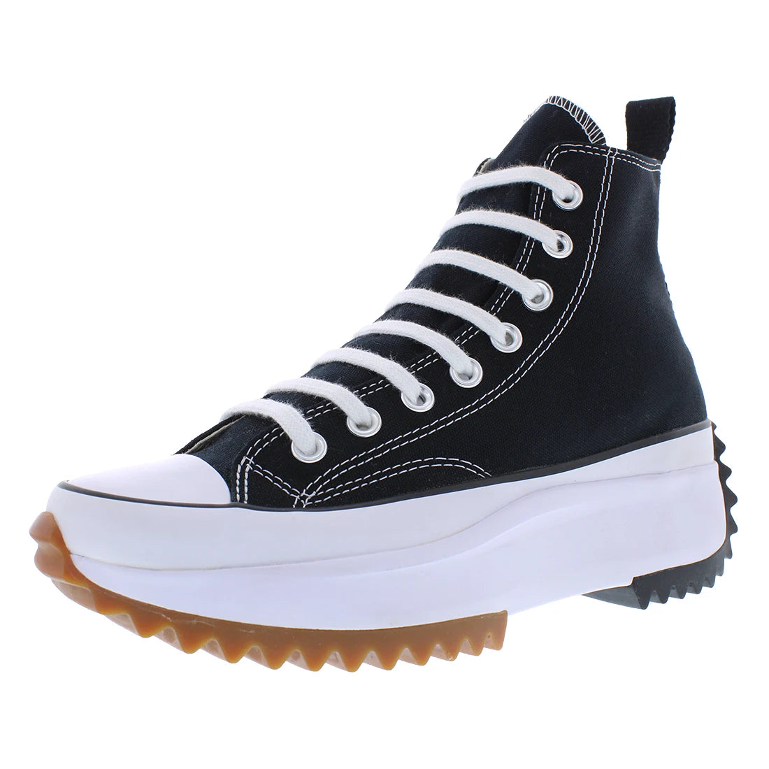 For Run Star Unisex High Platform Chunky Hike Shoes Embossed Logo EVA Midsole Black White Gum Canvas Lace-Up All Seasons