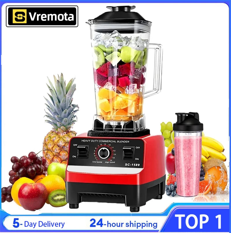 Heavy Duty Commercial Blender Stationary Mixer Food Processor Ice Smoothies for Kitchen 2000W High Power Juicer Blender BPA Free