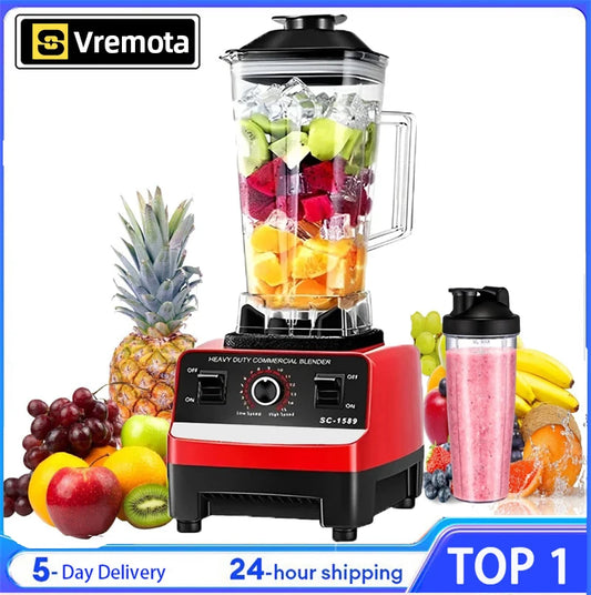 Heavy Duty Commercial Blender Stationary Mixer Food Processor Ice Smoothies for Kitchen 2000W High Power Juicer Blender BPA Free