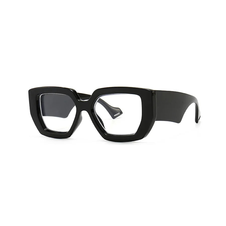 Fashionable Black Square Large Frame Women's Sunglasses Transparent Lenses Daily Vacation Decorative Glasses