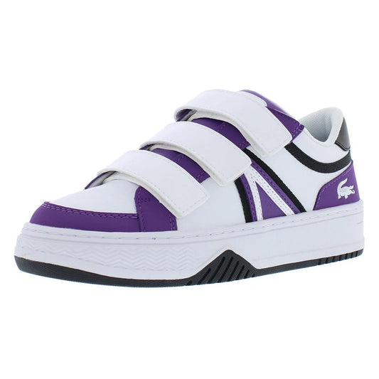 Lacoste L001 223 1 SUJ GS Boys Shoes Color: Dark Purple/White  100% Authentic