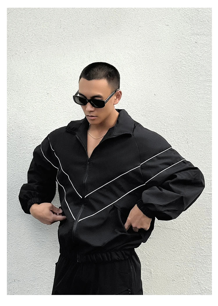 Spring Autumn Reflect Functional Man Jacket Men Black Windbreaker Coats Outdoor Windproof Waterproof Night Riding Zipper Jackets