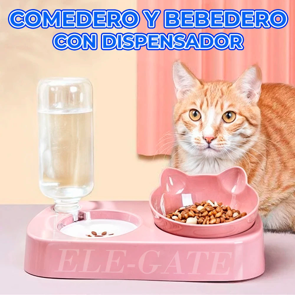 Lovely Stylish Automatic Pet Feeders and Water Dispenser Plastic Feeder Waterer with Solid Pattern Non-Slip Design