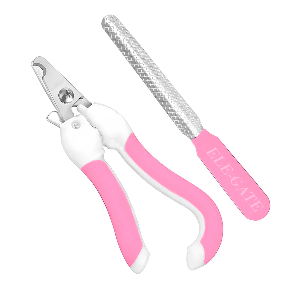 ELE-GATE Convenient Pet Nail Trimmer Kit with Stainless Steel Pliers and ABS File for Cats' Nail Grooming