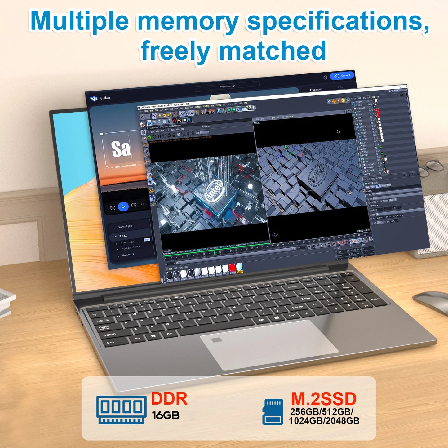 Erilles 15.6 "Intel Core i3 6100U Laptop Computer Windows 11 16GB RAM 512GB 1TB SSD Portable Notebook PC Office Study Laptops