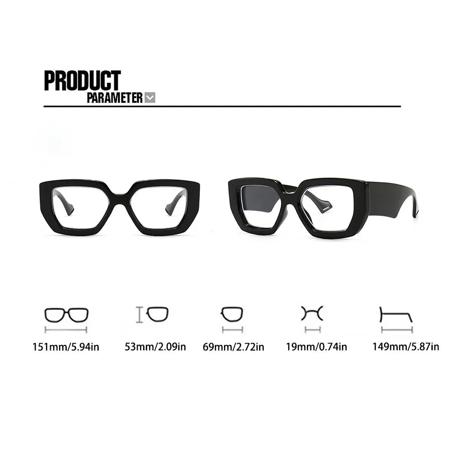 Fashionable Black Square Large Frame Women's Sunglasses Transparent Lenses Daily Vacation Decorative Glasses