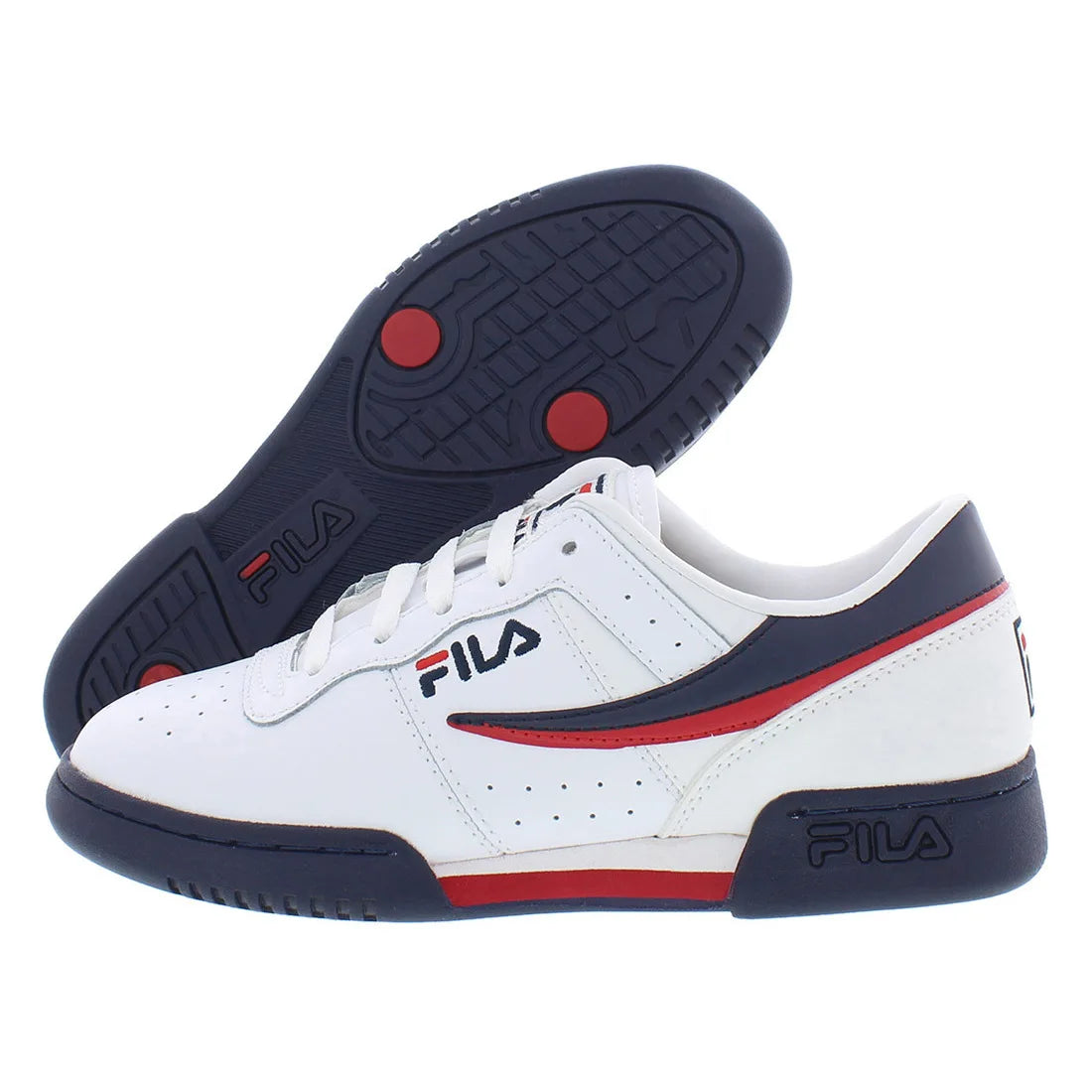 Fila Original Fitness Boys Shoes Color: White/Navy/Red  100% Authentic