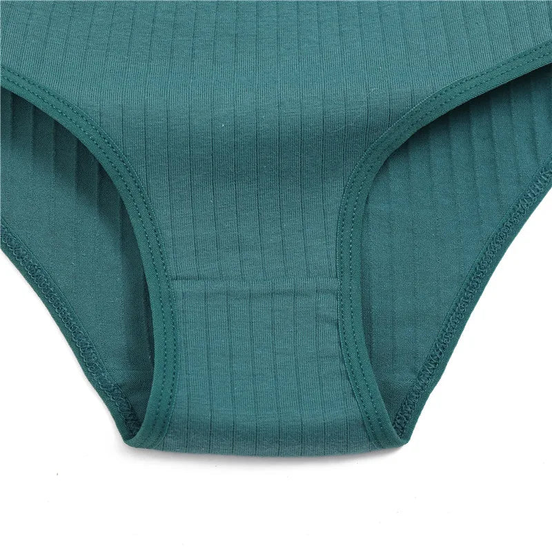 FINETOO 9PCS/SET Cotton Striped Underwear Women's Panties Sexy Soft Solid Color Briefs Female Comfortable Stretch Lingerie M-XL