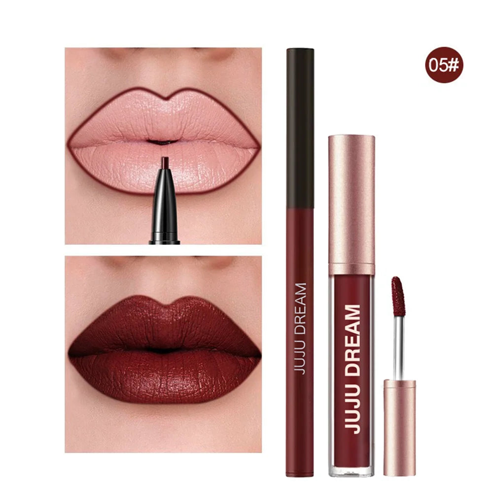 Waterproof Lip Liner & Gloss Set – High Pigment, Long-Lasting, DIY Lip Looks, Unisex, Certified, Smooth & Non-Irritating