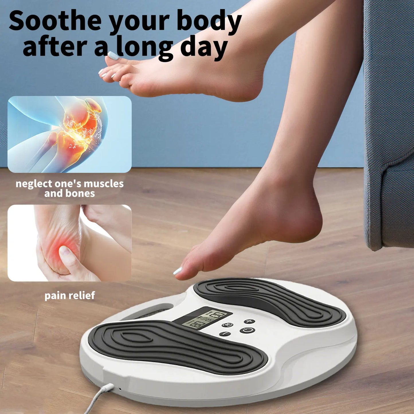 Electric Foot Massager, EMS TENS Low Frequency Pulse Massage Device for Improve Blood Circulation and Muscle Relax, Home Use