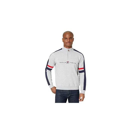 Fila Romolo Men's Active Sweater Light Grey Marl/Peacoat/Chinese Red Zippered XS Anti-Wrinkle Feature Custom Label Solid