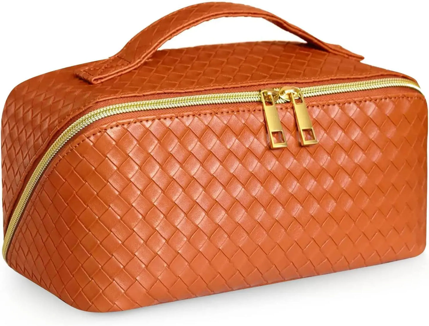 Large Capacity Fashionable Travel Makeup Bag for Women Portable Pouch with Zipper Closure Open Flat for Toiletry Case Organizer