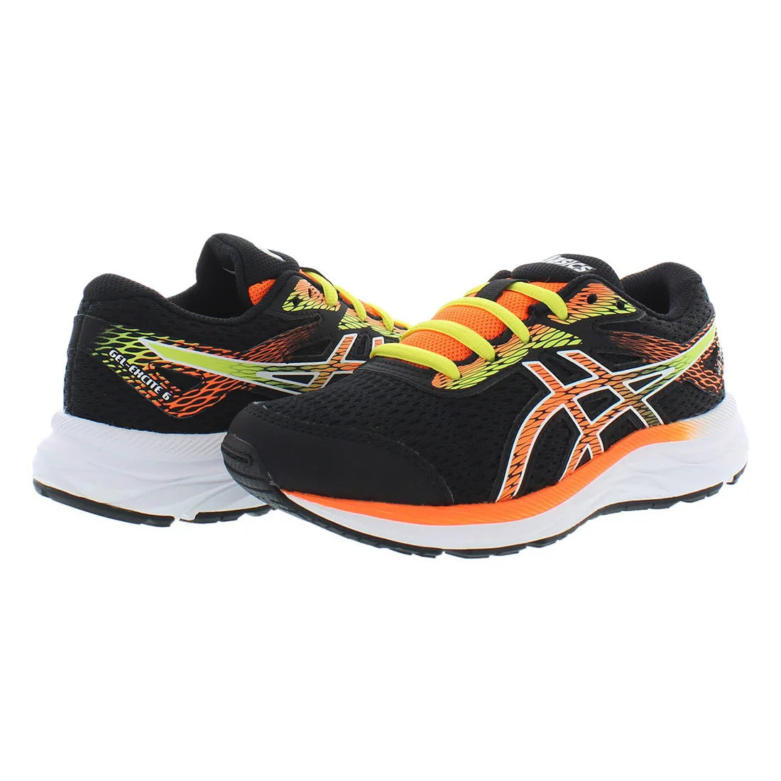 Asics Gel-Excite 6 Gs Wide Boys Shoes Color: Black/Orange/Yellow  100% Authentic
