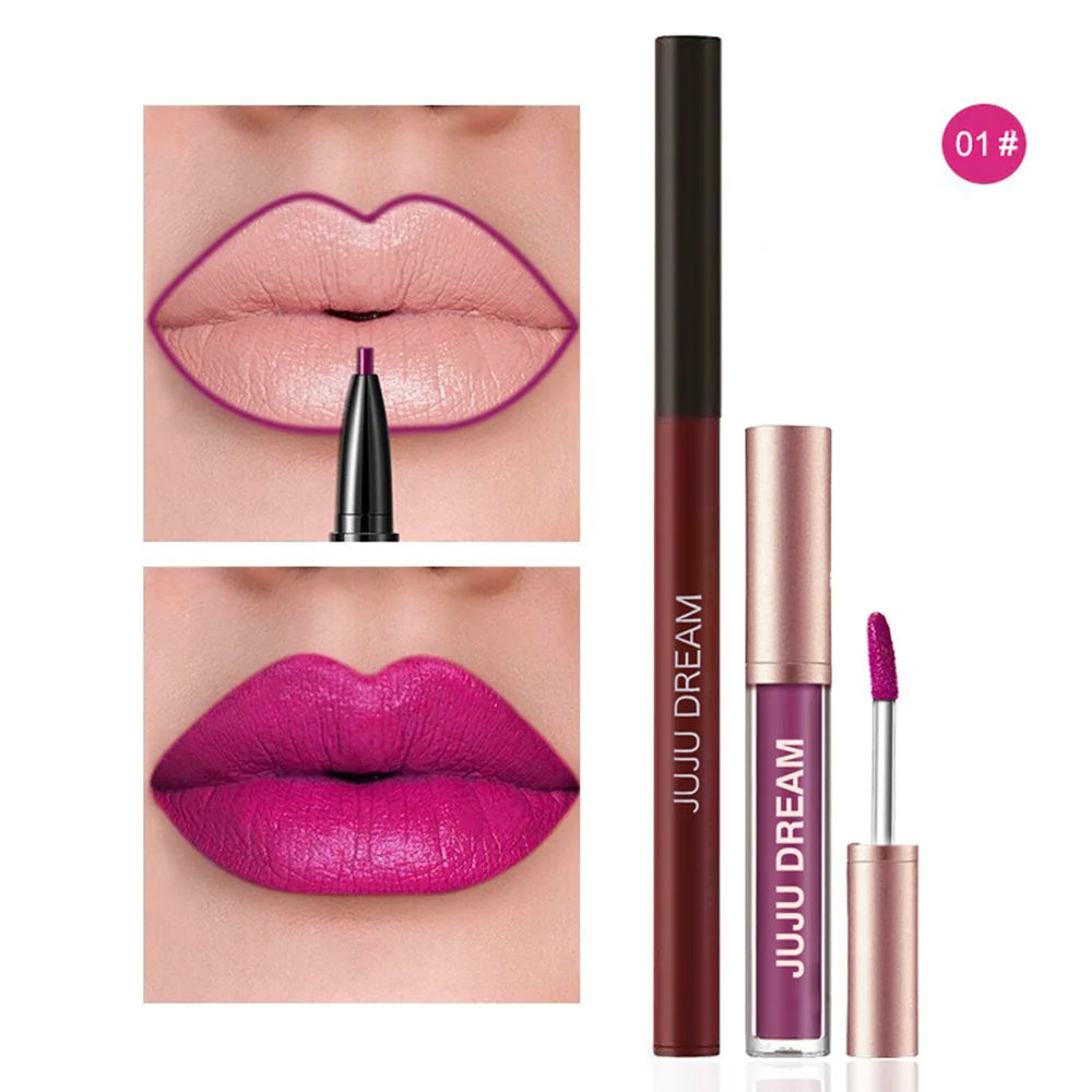 Waterproof Lip Liner & Gloss Set – High Pigment, Long-Lasting, DIY Lip Looks, Unisex, Certified, Smooth & Non-Irritating