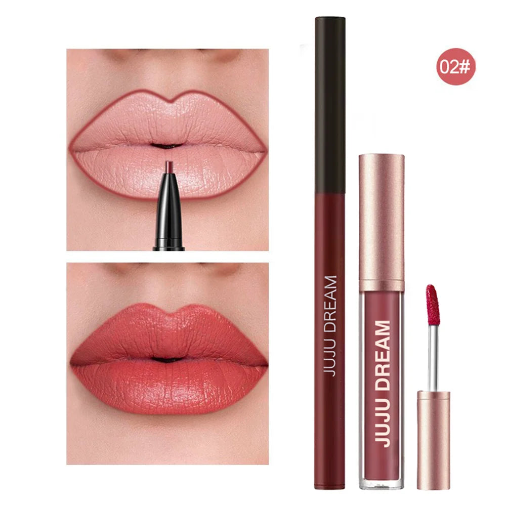 Waterproof Lip Liner & Gloss Set – High Pigment, Long-Lasting, DIY Lip Looks, Unisex, Certified, Smooth & Non-Irritating