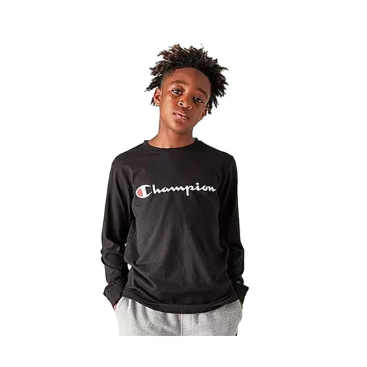 Champion Classic Original Scipt Print Boys Active Shirts & Tees Color: Black/White  100% Authentic