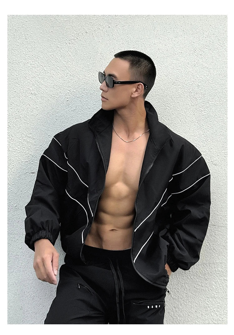 Spring Autumn Reflect Functional Man Jacket Men Black Windbreaker Coats Outdoor Windproof Waterproof Night Riding Zipper Jackets