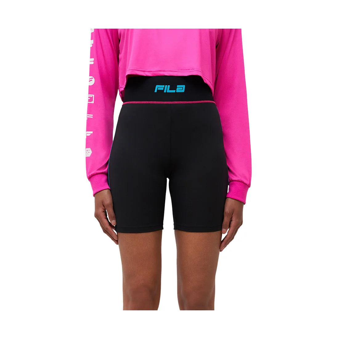 Fila Nala Women's Active Cycling Shorts in Black/Aqua/Pink Colors | 100% Authentic