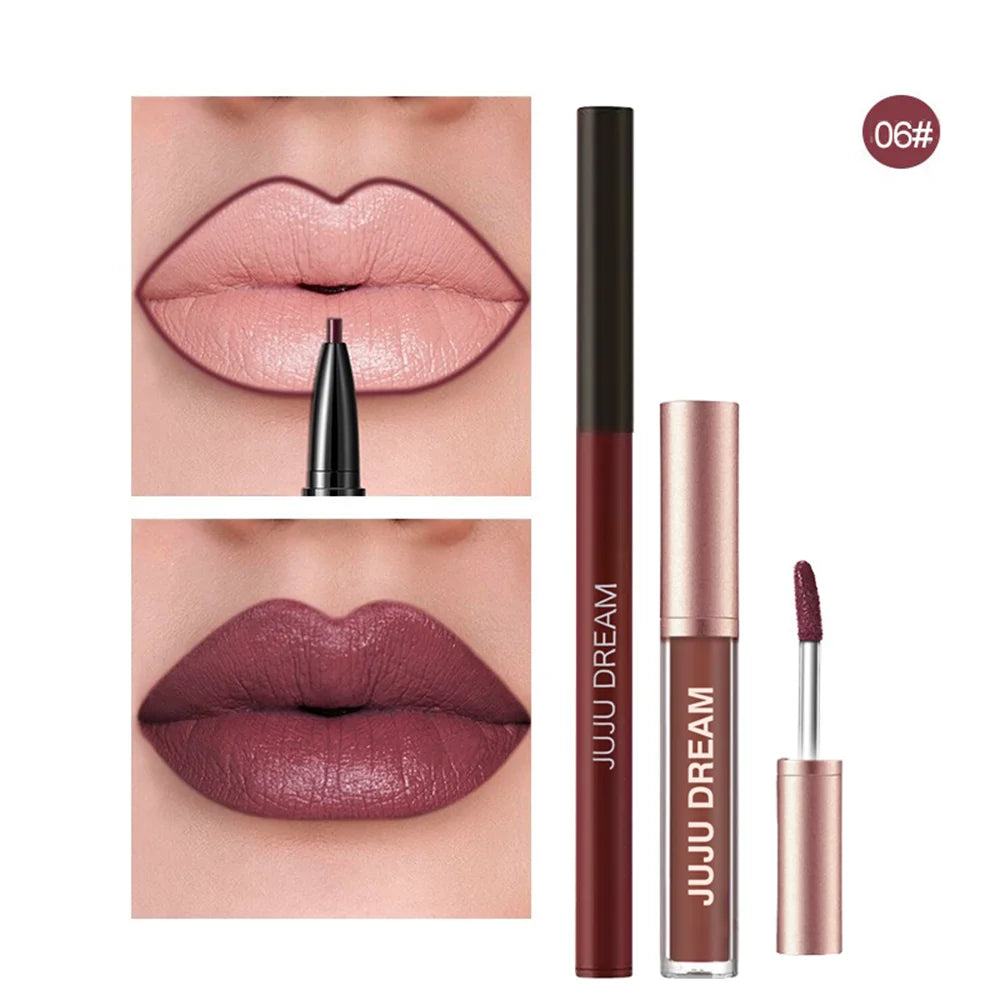 Waterproof Lip Liner & Gloss Set – High Pigment, Long-Lasting, DIY Lip Looks, Unisex, Certified, Smooth & Non-Irritating