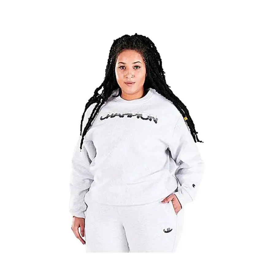 Champion Plus Rw Crew Girls Active Sweaters Color: Gfs Silver Grey  100% Authentic