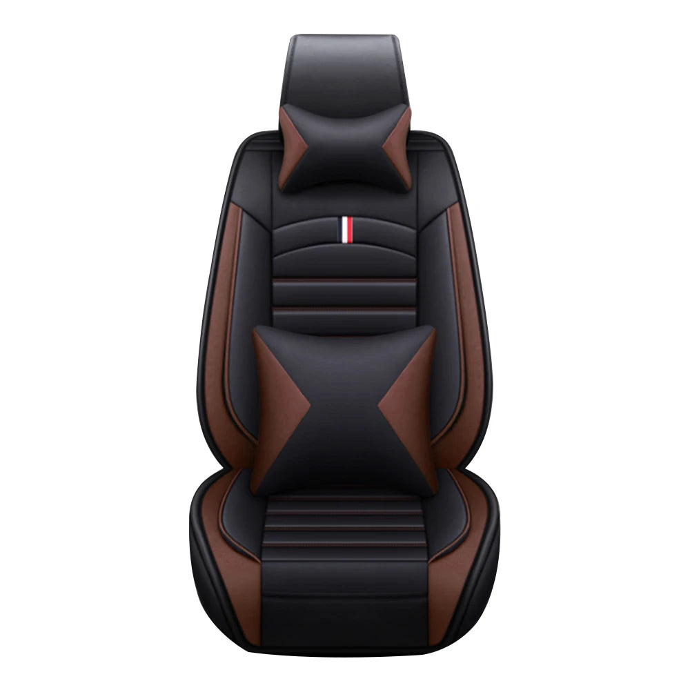 Car Seat Covers 5-Seats Headrest+Pillows Cushion Black Brown MH84 Universal Seat Cover