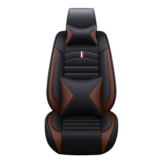 Car Seat Covers 5-Seats Headrest+Pillows Cushion Black Brown MH84 Universal Seat Cover
