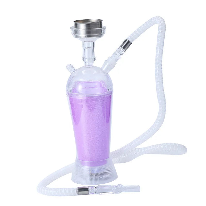 Portable Hookah Cup Set with LED Light and Shisha Accessories Acrylic Hookah Shisha Pipe Easy to Carry for Home Cars and Parties