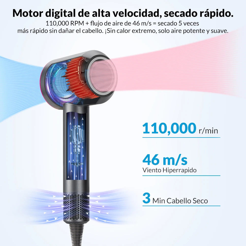 5 in 1 Electric Ionic Hair Dryer High Speed Bladeless HairDryer Negative Ion Professional 1.8M Super Leafless Hair Dryer