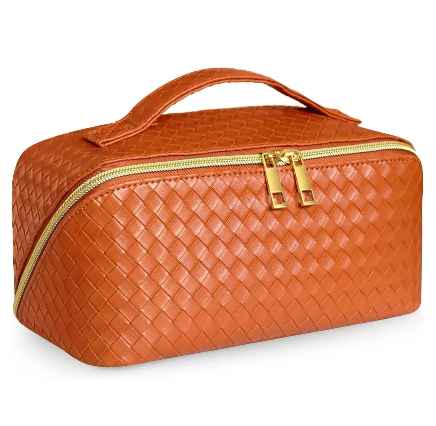 Large Capacity Fashionable Travel Makeup Bag for Women Portable Pouch with Zipper Closure Open Flat for Toiletry Case Organizer