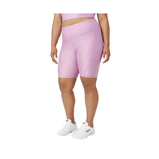 Fila Plus Size Womens Active Shorts Lavender Hourglass Bike Shorts with Elastic Waist Mid Waist Hot Shorts Club Style for
