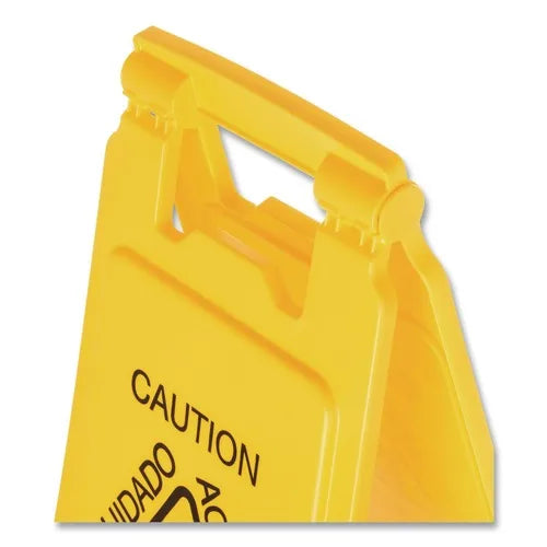 Boardwalk Plastic 10 In. X 2 In. X 26 In. 2-Sided Traffic Sign Yellow Wet Floor Caution for Site Safety