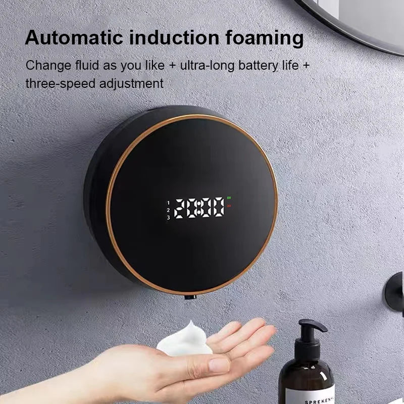 Wall Mount Automatic Foam Soap Dispensers LED Display Electric Touchless Infrared Sensor Foam Machine Liquid Dispensary