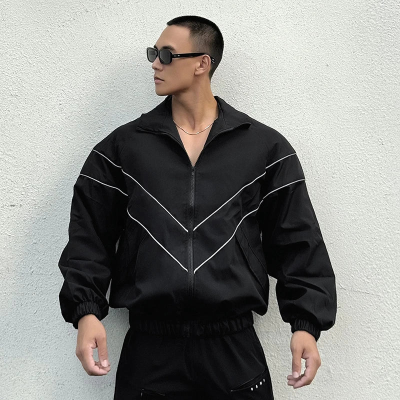 Spring Autumn Reflect Functional Man Jacket Men Black Windbreaker Coats Outdoor Windproof Waterproof Night Riding Zipper Jackets