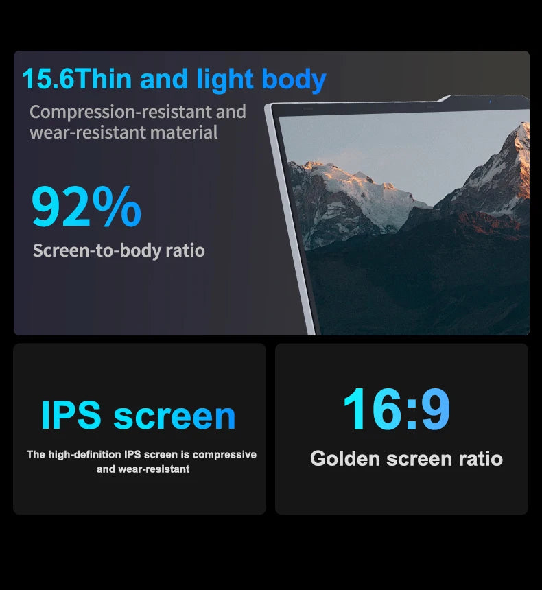 Erilles 15.6 "Intel Core i3 6100U Laptop Computer Windows 11 16GB RAM 512GB 1TB SSD Portable Notebook PC Office Study Laptops