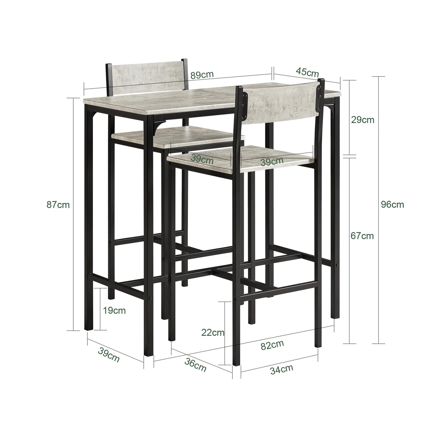 SoBuy OGT03 bar table set 3-piece dining table bistro table balcony furniture bistro furniture