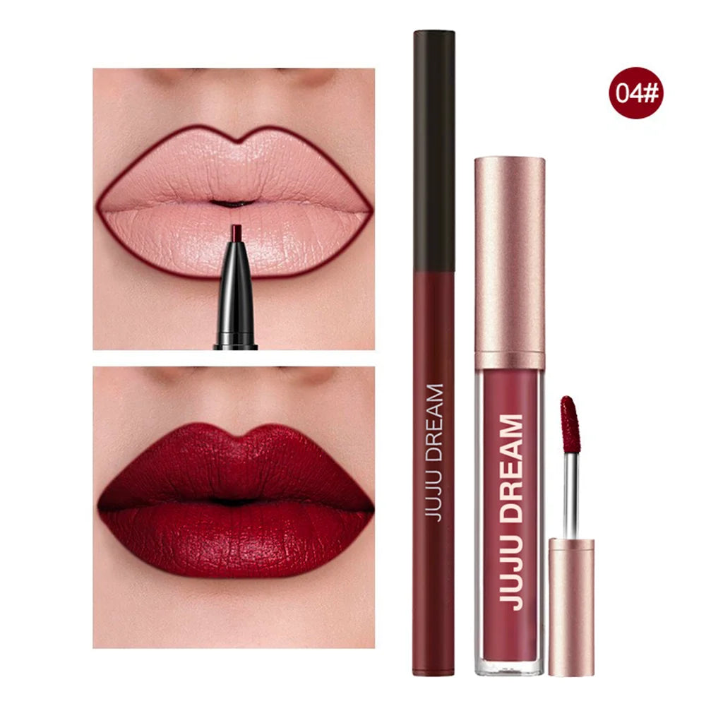 Waterproof Lip Liner & Gloss Set – High Pigment, Long-Lasting, DIY Lip Looks, Unisex, Certified, Smooth & Non-Irritating