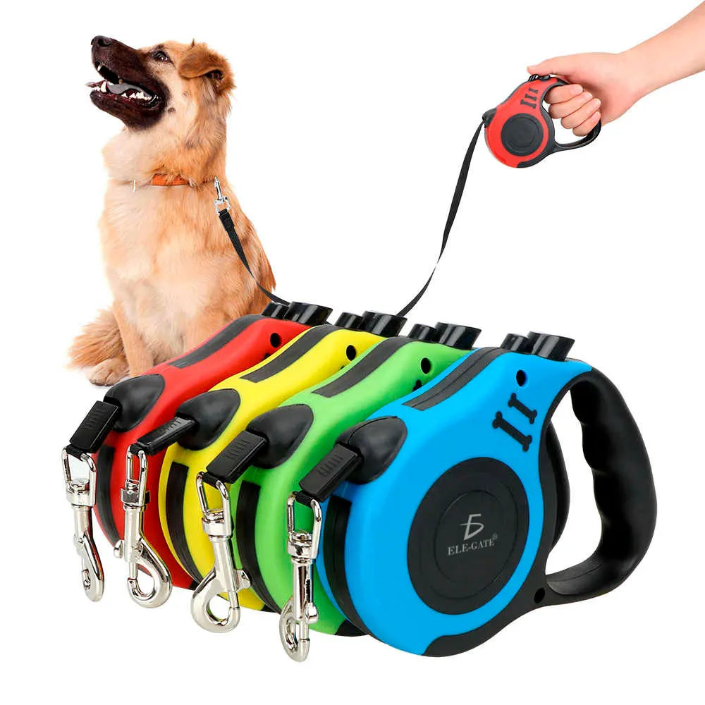 Medium 3mts Retractable Dog Harness with Quick Release Feature Personalized Plastic Leash Solid & Printed Pattern Free Sample