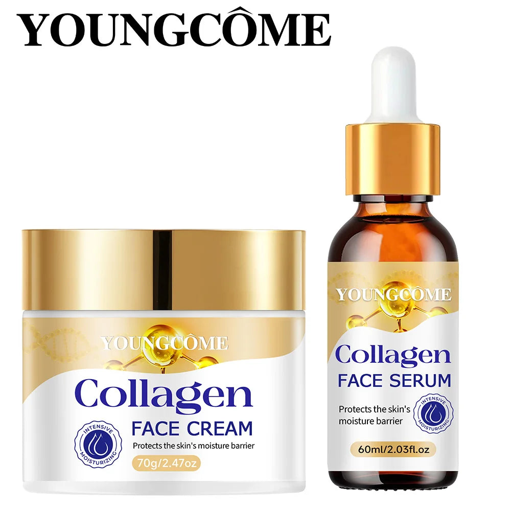 Collagen Moisturizing Repair Cream and Serum Set with collagen and Vitamin E, firm and nourishing skin, gentle and non-irritatin