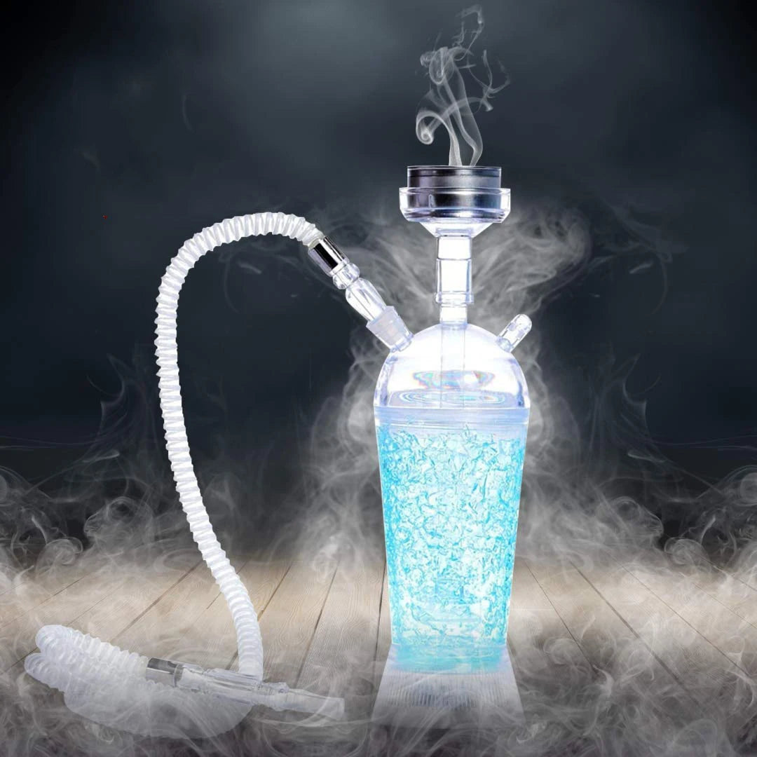 Portable Hookah Cup Set with LED Light and Shisha Accessories Acrylic Hookah Shisha Pipe Easy to Carry for Home Cars and Parties