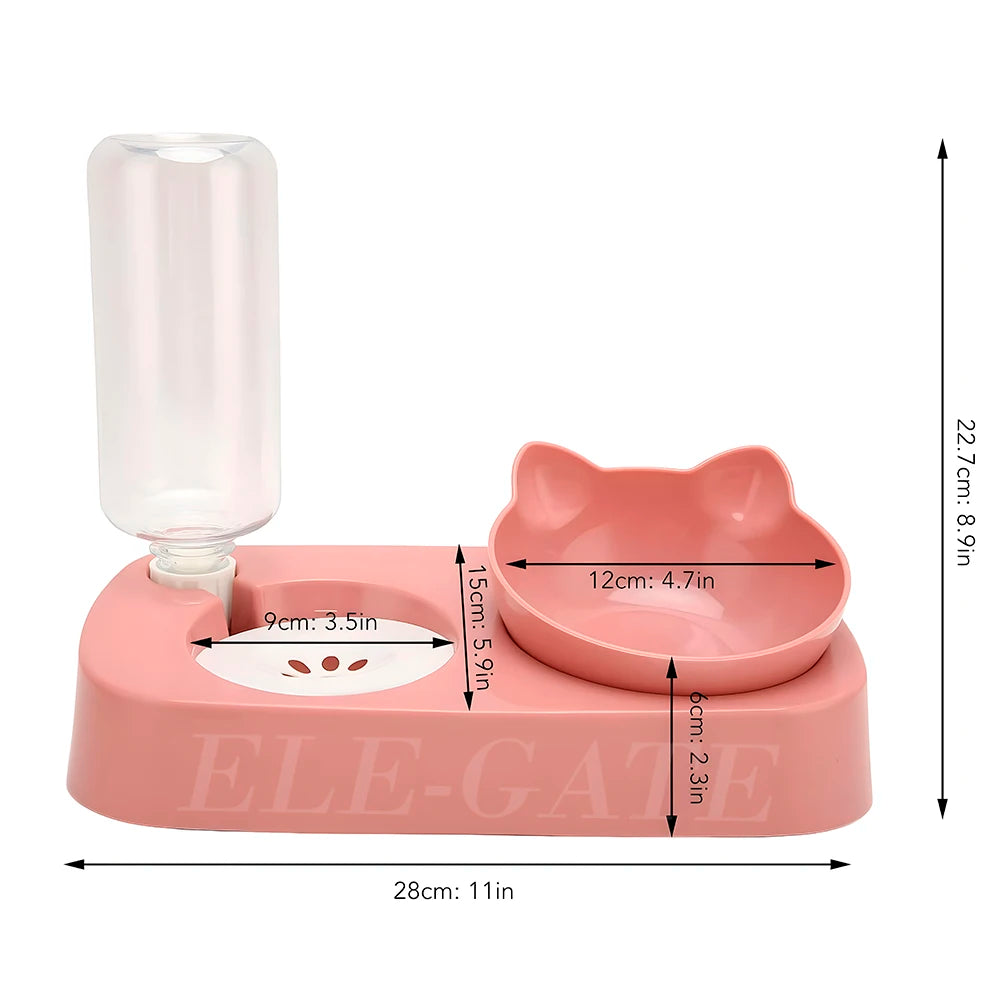 Lovely Stylish Automatic Pet Feeders and Water Dispenser Plastic Feeder Waterer with Solid Pattern Non-Slip Design