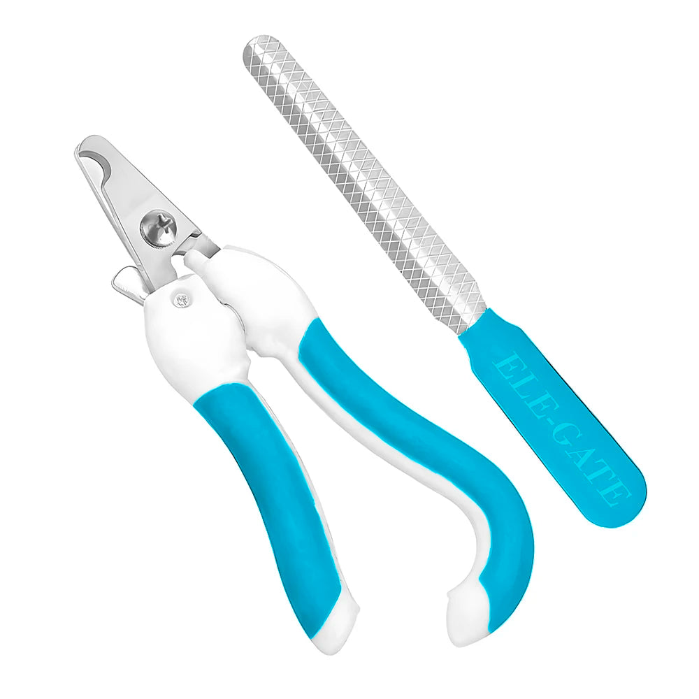 ELE-GATE Convenient Pet Nail Trimmer Kit with Stainless Steel Pliers and ABS File for Cats' Nail Grooming