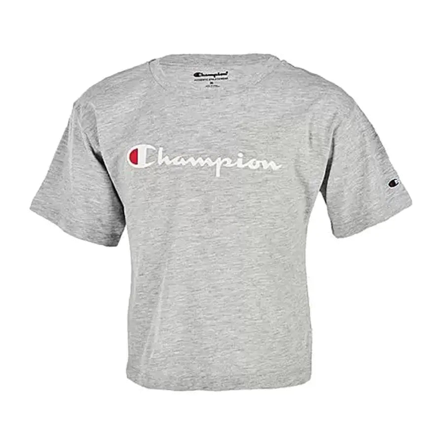Champion Boxy Script Girls Active Shirts & Tees Color: Grey/White  100% Authentic