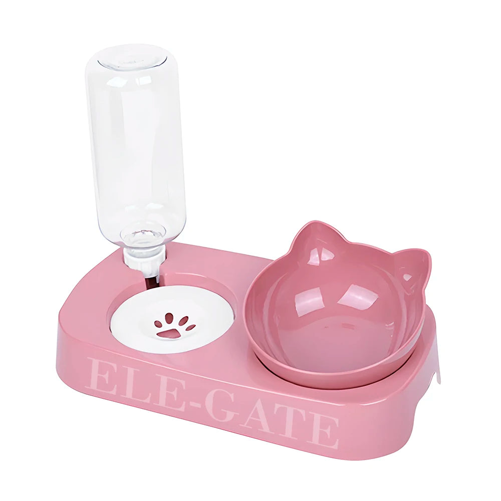 Lovely Stylish Automatic Pet Feeders and Water Dispenser Plastic Feeder Waterer with Solid Pattern Non-Slip Design