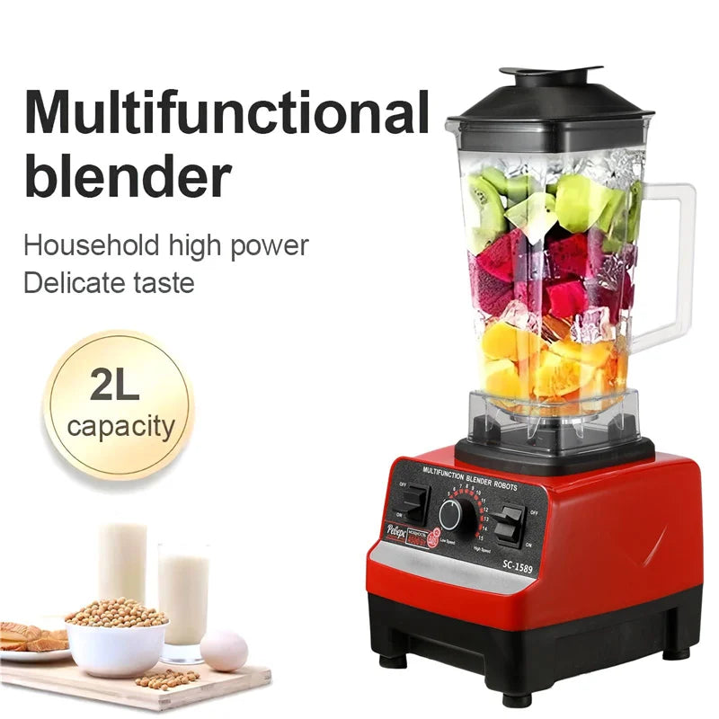 Heavy Duty Commercial Blender Stationary Mixer Food Processor Ice Smoothies for Kitchen 2000W High Power Juicer Blender BPA Free