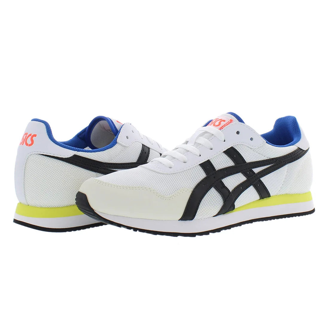 For Tiger Runner Men's Running Shoes White Black Mesh Upper Breathable Lace-Up Design EVA Midsole Rubber Outsole All Seasons