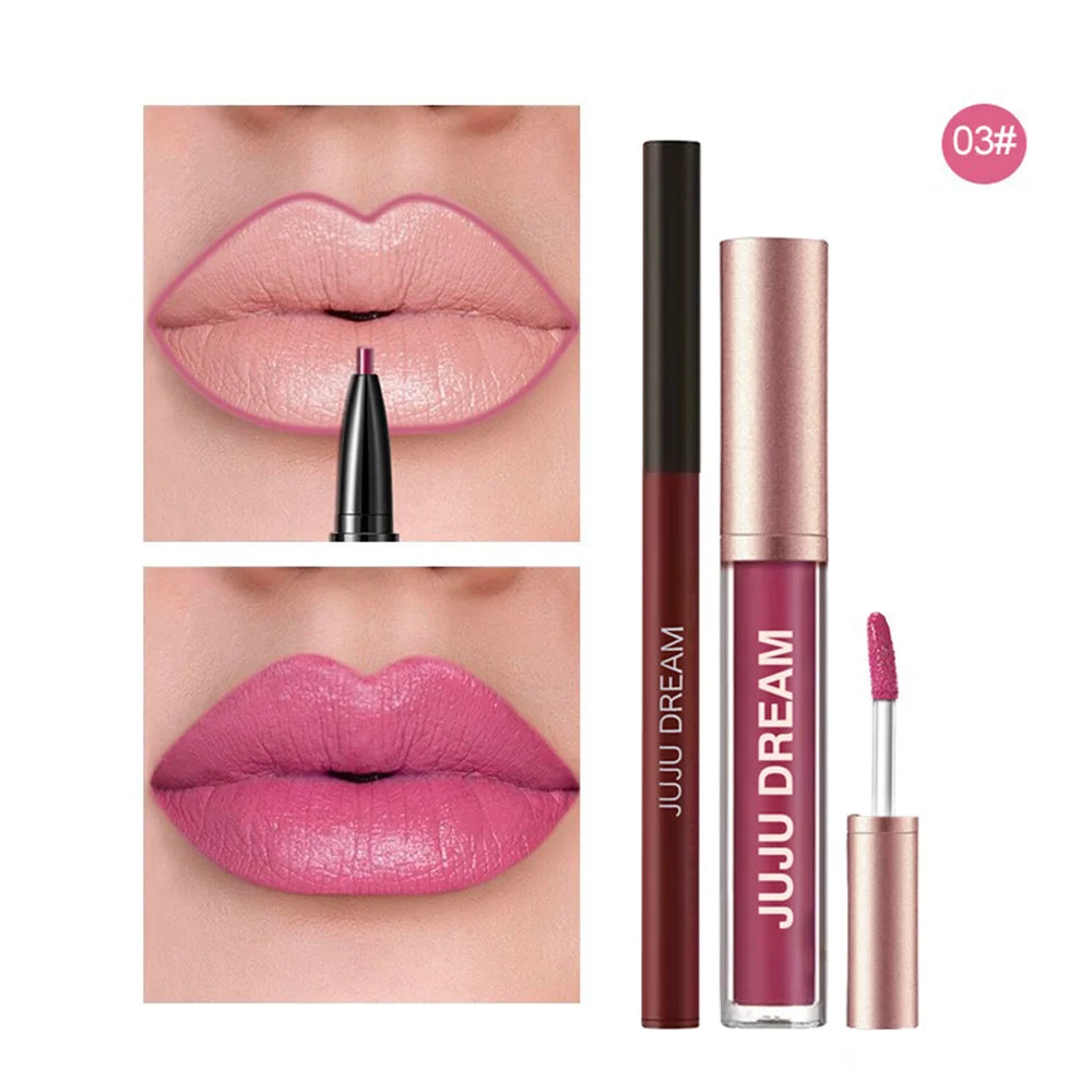 Waterproof Lip Liner & Gloss Set – High Pigment, Long-Lasting, DIY Lip Looks, Unisex, Certified, Smooth & Non-Irritating