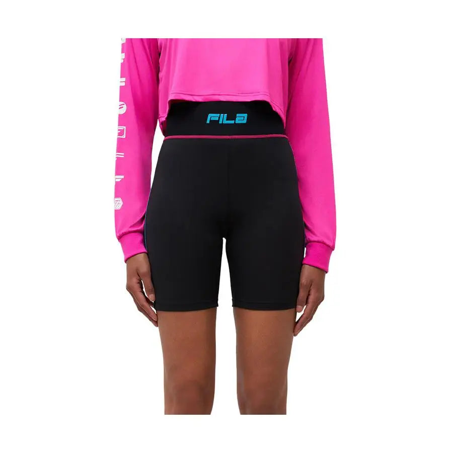 Fila Nala Women's Active Cycling Shorts in Black/Aqua/Pink Colors | 100% Authentic