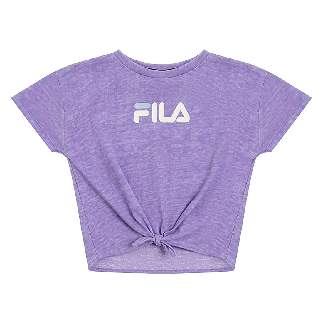 Fila Cropped Tie Front Tee Girls Active Shirts & Tees Color: Purple/White  100% Authentic