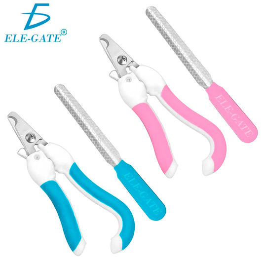 ELE-GATE Convenient Pet Nail Trimmer Kit with Stainless Steel Pliers and ABS File for Cats' Nail Grooming